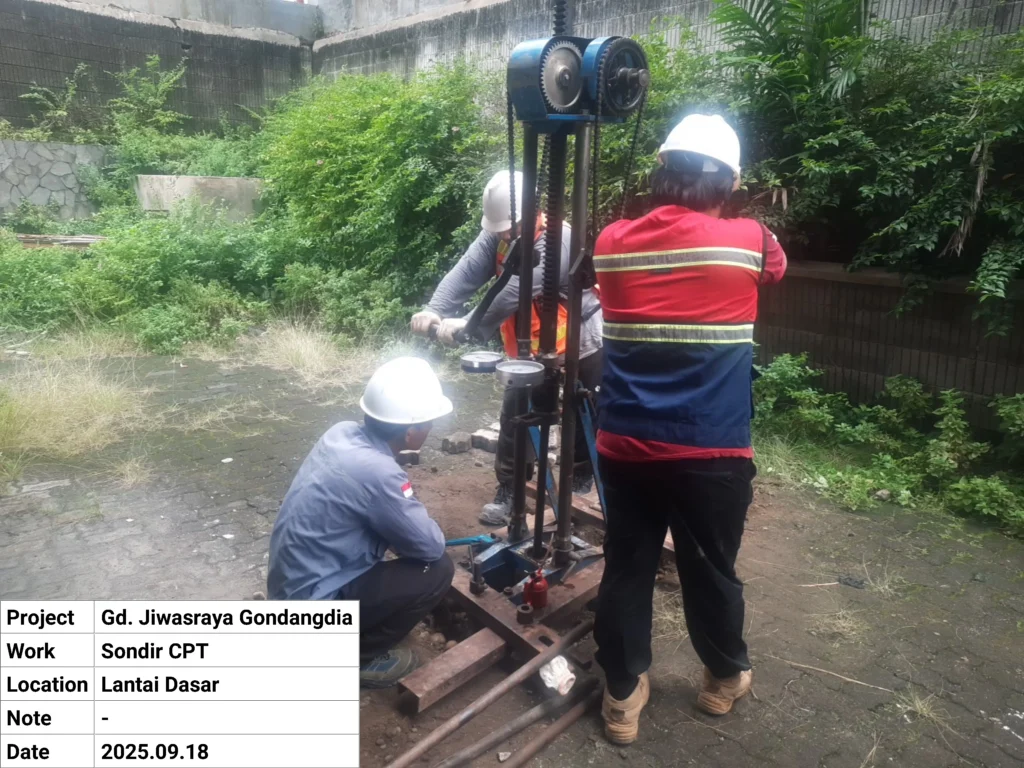 Pelaksanaan sondir CPT di area proyek Gondangdia